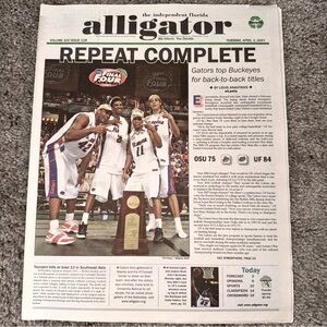 2007 UF Florida Gators Basketball National Championship Alligator Newspaper